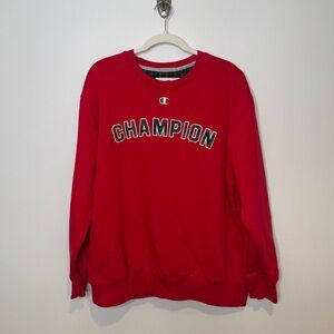 Champion Red Crewneck Sweatshirt with Logo